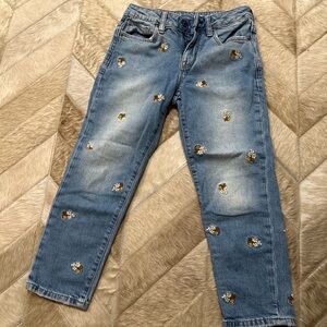 Gap girl jeans with flowers size 8